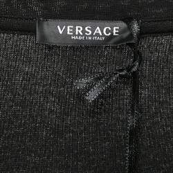 Pre Owned Versace Black Jersey Rhinestone Detail T-Shirt L