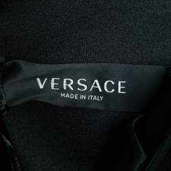 Versace Black Crepe and Silk Rhinestone Belted Maxi Dress S