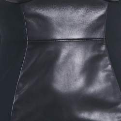 Versace Black Leather and Jersey Zip-Up Bodycon Mini Dress XS