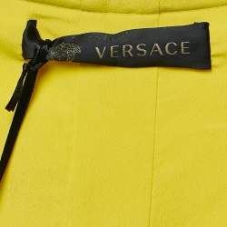 Versace Yellow Embellished Tulle and Jersey Ruche Mini Dress M