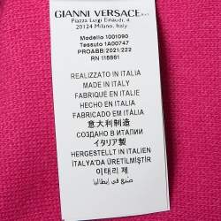Versace Pink Logo Embossed Wool Knit Hooded Sweater M