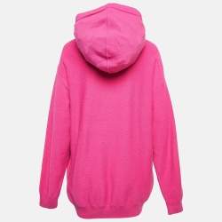 Versace Pink Logo Embossed Wool Knit Hooded Sweater M