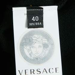 مملوكة مسبقًا Versace Black Logo Embroidered Virgin Wool Sleeveless Top S