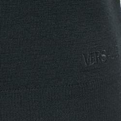 مملوكة مسبقًا Versace Black Logo Embroidered Virgin Wool Sleeveless Top S