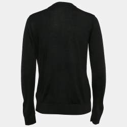 Versace Black Wool Knit Button Front Cardigan S
