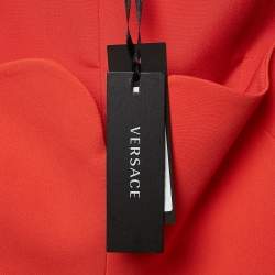 Versace Red Crepe Sweetheart Neck Cady Crop Top XS