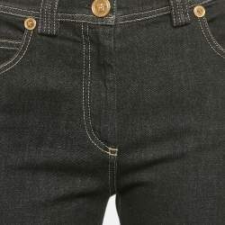 Versace Navy Blue Studded Denim Medusa Button Detail Jeans M Waist 28"