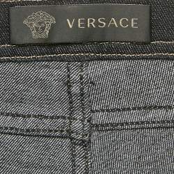Versace Navy Blue Studded Denim Medusa Button Detail Jeans M Waist 28"