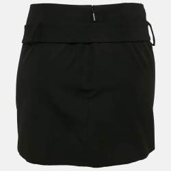 Versace Black Wool Medusa Detail Belt Mini Skirt S