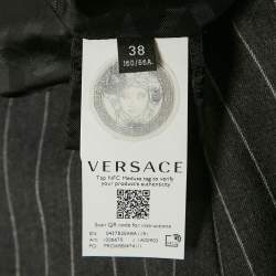 Versace Grey Pinstripe Wool Pencil Skirt S