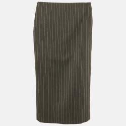 Versace Grey Pinstripe Wool Pencil Skirt S
