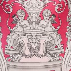 Versace Pink Baroque Print Jersey Keyhole Neck Bodysuit S