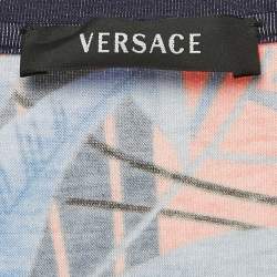 Versace Blue/Orange Printed Jersey Long Sleeve T-Shirt M
