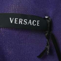 Pre Owned Versace Multicolor Floral Jersey V-Neck Long Sleeve Top L