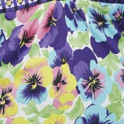 Pre Owned Versace Multicolor Floral Jersey V-Neck Long Sleeve Top L