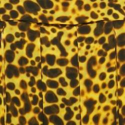 Versace Yellow Leopard Print Silk Pleated Top M