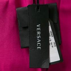 Versace Pink Wool Medusa Detail Belted Trousers XXL