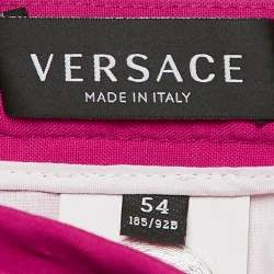 Versace Pink Wool Medusa Detail Belted Trousers XXL