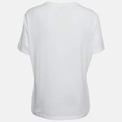 مملوكة مسبقًا Versace White Logo Print Cotton Crew Neck T-Shirt