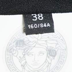 Versace Black Lace Trim Jacquard Satin Cowl Neck Mini Dress S