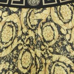 Versace Yellow Baroque Print Chiffon Pleated Wide Leg Pants M