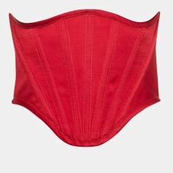 Versace Red Wool Corset Long Sleeve Mini Dress S