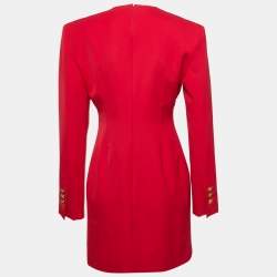Versace Red Wool Corset Long Sleeve Mini Dress S