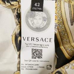 Versace Yellow/Black Baroque Print Silk Mini Skirt M