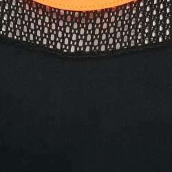 Versace Underwear Black/Orange Mesh Trim Sports Bra L