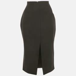Versace Black Silk Front Slit Detail Pencil Skirt M