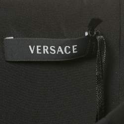 Pre Owned Versace Black Silk Front Slit Detail Pencil Skirt M