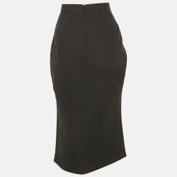 Pre Owned Versace Black Silk Front Slit Detail Pencil Skirt M
