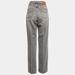 Pre Owned Versace Grey Stone Washed Denim Medusa Detail Straight Leg Jeans M Waist 29"