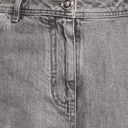 Pre Owned Versace Grey Stone Washed Denim Medusa Detail Straight Leg Jeans M Waist 29"