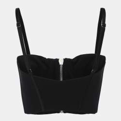 Pre Owned Versace Black Crepe Crop Tank Top S