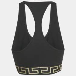 Pre Owned Versace Black Greca Border Jersey Scoop Bralette L