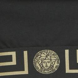 Pre Owned Versace Black Greca Border Jersey Scoop Bralette L