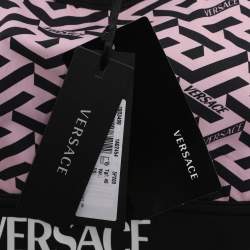 Pre Owned Versace Black/Pink Jersey La Greca Tank Crop Tops L