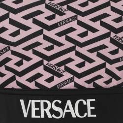 Pre Owned Versace Black/Pink Jersey La Greca Tank Crop Tops L