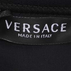 Pre Owned Versace Black/Pink Jersey La Greca Tank Crop Tops L