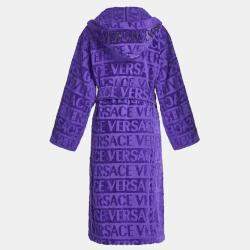 Pre Owned Versace All Over Purple Cotton Bathrobe