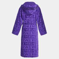 مملوكة مسبقًا Versace All Over Purple Cotton Bathrobe