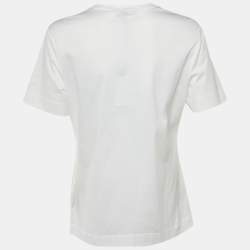 Pre Owned تي شيرت فيرساتشي قطن أبيض سلسلة عشائر فيرساتشي ياقة دائرية مقاس متوسط