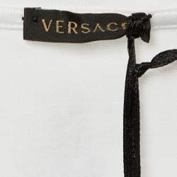 Pre Owned تي شيرت فيرساتشي قطن أبيض سلسلة عشائر فيرساتشي ياقة دائرية مقاس متوسط