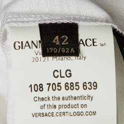 Pre Owned تي شيرت فيرساتشي قطن أبيض سلسلة عشائر فيرساتشي ياقة دائرية مقاس متوسط