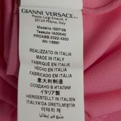 Pre Owned فساتان فيرساتشي وردي جيرسي بحمالات ميدوسا مشد متوسط مقاس صغير (إكسترا صغير)