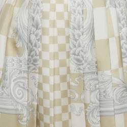 Pre Owned Versace Beige Barocco Checkerboard Silk Mini Skirt M
