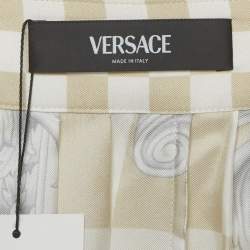 Pre Owned Versace Beige Barocco Checkerboard Silk Mini Skirt M