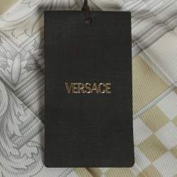 Pre Owned Versace Beige Barocco Checkerboard Silk Mini Skirt M