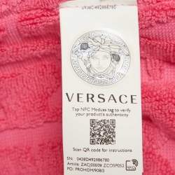 Pre Owned Versace Home Pink Terry Baroque Belted Bathrobe M